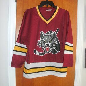 Chicago Wolves Jersey Burgundy Long Sleeve IHL Hockey V-Neck Lightweight youth M
